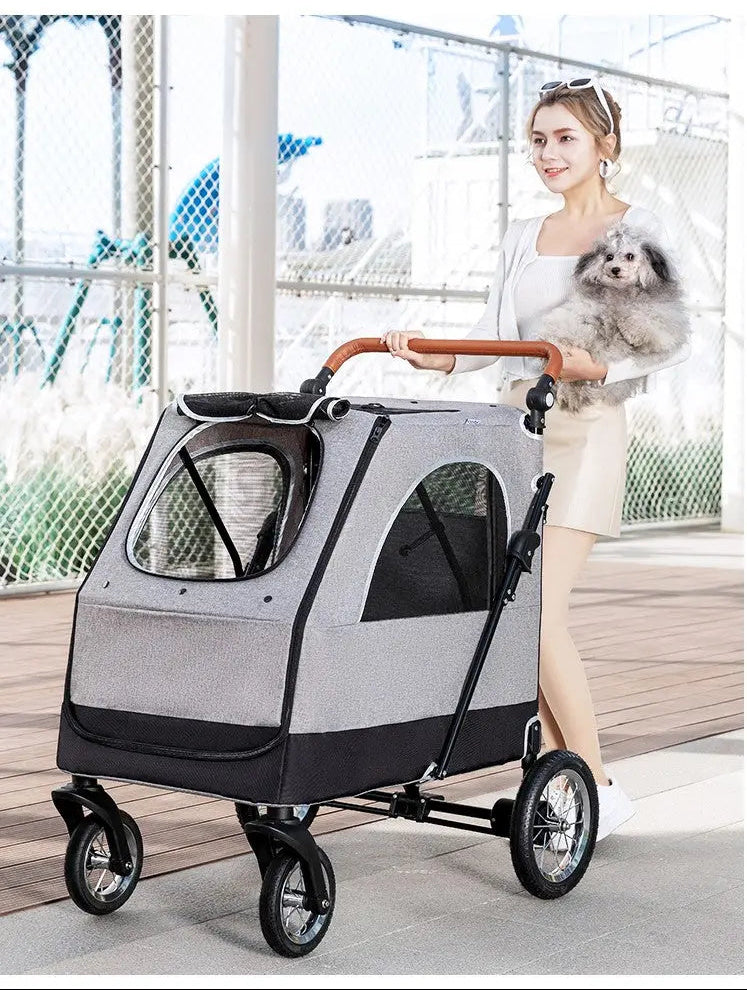 BELLO Wandelwagen voor honden - tot 2 of 3 honden mogelijk - 4-wielen  - Inklapbaar - SpirePets